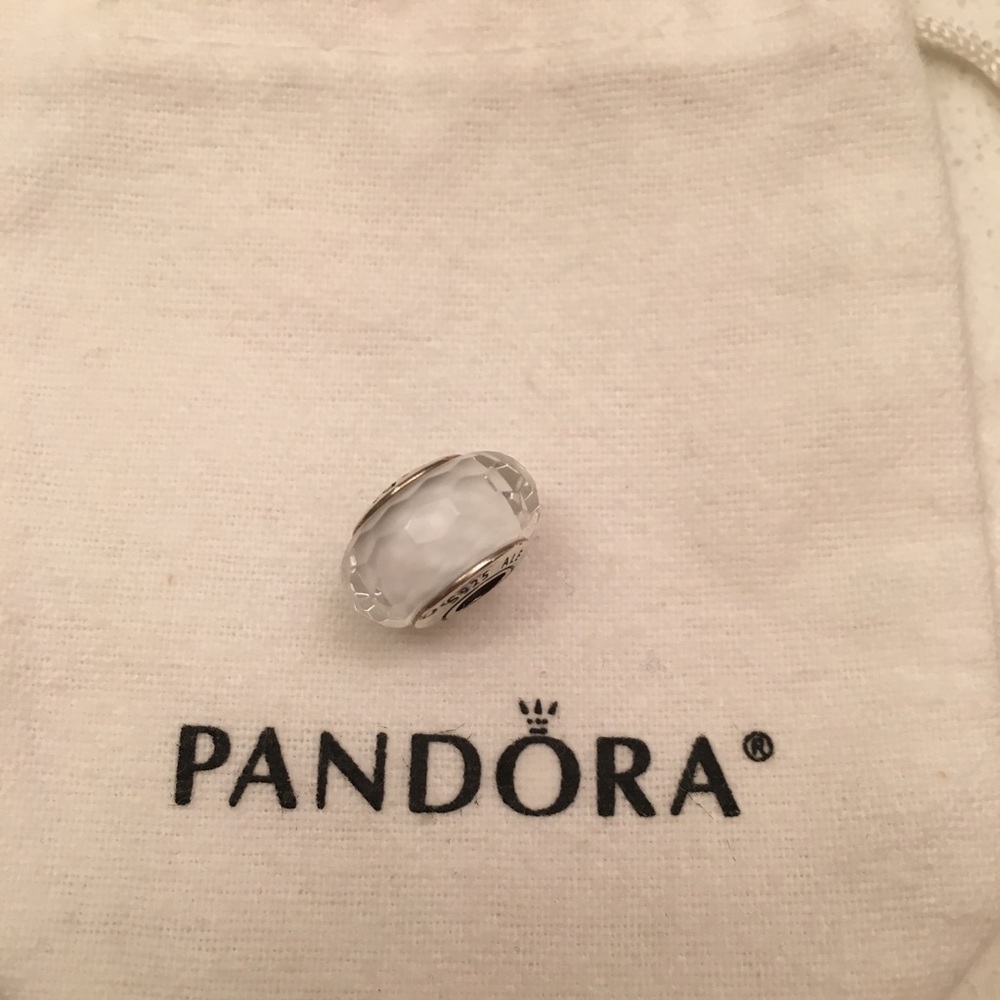 Pandora Charm White Glass Sterling Silver